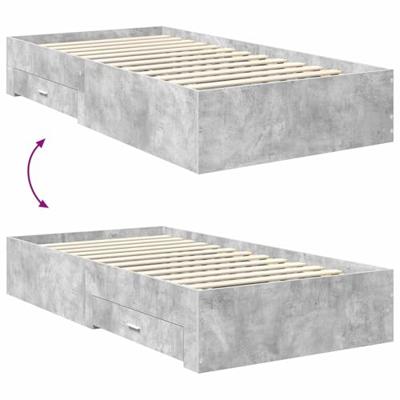 Bedframe met hoofdeinde Beton Grijs 100 x 200 cm Bewerkt hout
