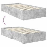 Bedframe met hoofdeinde Beton Grijs 100 x 200 cm Bewerkt hout - thumbnail