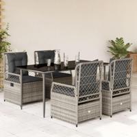 5-delige Tuinset met kussens poly rattan grijs - thumbnail