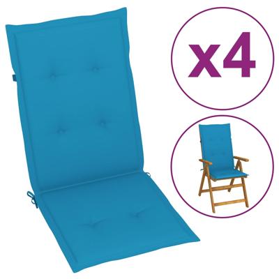 VidaXL Tuinstoelkussens 4 st hoge rug 120x50x3 cm stof blauw VidaXL Tuinstoelkussens 4 st hoge rug 120x50x3 cm stof blauw