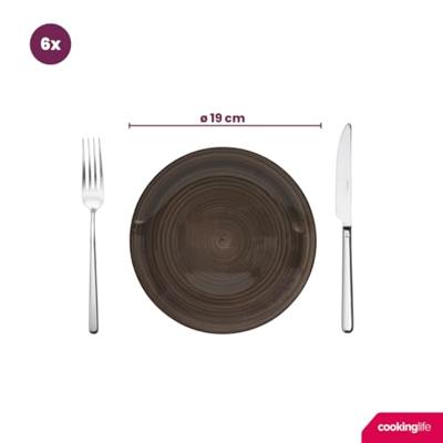 Cookinglife Ontbijtborden / Dessertborden Delice Grijs ø 19 cm - 6 stuks