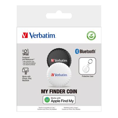 Verbatim My Finder Coin 2-Pack Bluetooth tracker Apple AirTag Zwart, Wit Verbatim My Finder Coin 2-Pack Bluetooth tracker Apple AirTag Zwart, Wit