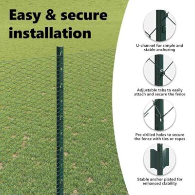 VidaXL Hek met paal groen 1,6 x 10 m staal en pvc