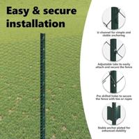 VidaXL Hek met paal groen 1,6 x 10 m staal en pvc - thumbnail