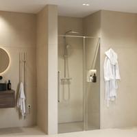 Nisdeur Sanivo Sena Met Vast Paneel Helder Glas 80x200 cm Met Montageset RVS Look - thumbnail