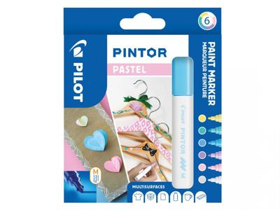 Verfstift Pilot Pintor pastel medium assorti etui à 6 stuks Verfstift Pilot Pintor pastel medium assorti etui à 6 stuks