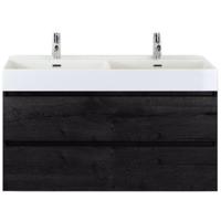 Maxx XL Badmeubelset 120 cm - Black Oak - Wastafel Kube Dubbel 2 Kraangaten - thumbnail