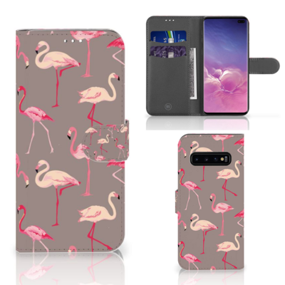 Samsung Galaxy S10 Plus | Telefoonhoesje | Met pasjeshouder | Flamingo