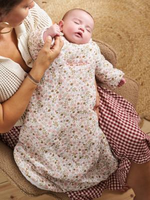 Trappelzak met afneembare mouwen, personaliseerbaar FLORA wit, bedrukt