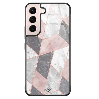 Samsung Galaxy S22 glazen hardcase - Stone grid