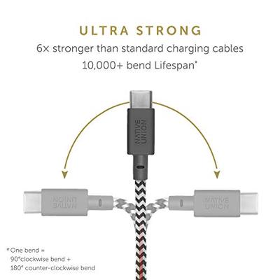 Native Union Riem Kabel USB-C naar USB-A - 1,2 m Ultra-sterke hoge snelheid oplaadkabel met lederen riem compatibel met iPhone 15, Samsung Galaxy Z Fold 5, Flip 5 / S23 Ultra, iPad Pro (Zebra)