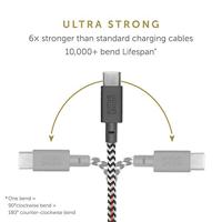 Native Union Riem Kabel USB-C naar USB-A - 1,2 m Ultra-sterke hoge snelheid oplaadkabel met lederen riem compatibel met iPhone 15, Samsung Galaxy Z Fold 5, Flip 5 / S23 Ultra, iPad Pro (Zebra) - thumbnail