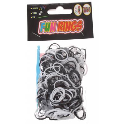 TOM Fun Rings armband vlechten zwart/wit 313 delig