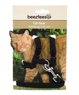 Beeztees - kattentuigje - nylon - zwart - 130 cm x 10 mm Beeztees - kattentuigje - nylon - zwart - 130 cm x 10 mm