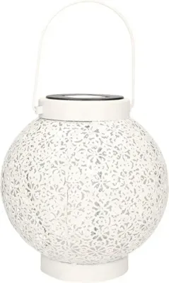 Anna's Collection Solar lantaarn metaal 18 x 19 cm gebroken wit warm wit