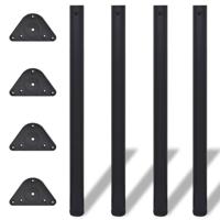 VidaXL Tafelpoten in hoogte verstelbaar zwart 870 mm 4 st - thumbnail