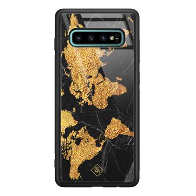 Samsung Galaxy S10 Plus glazen hardcase - Wereldkaart Samsung Galaxy S10 Plus glazen hardcase - Wereldkaart