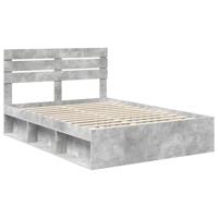 Bedframe met hoofdeinde Beton 140 x 190 cm Massief grenenhout - thumbnail