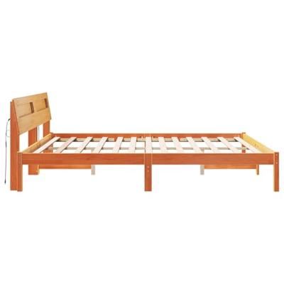 Bedframe met LED -striplichten Bruin Massief hout