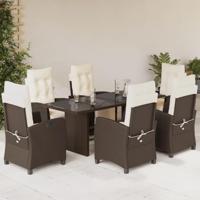 7-delige Tuinset met kussens poly rattan bruin - thumbnail