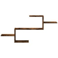 Wandschap 104x15x49 cm bewerkt hout gerookt eikenkleurig - thumbnail