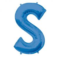 Amscan folieballon letter S 53 x 88 cm blauw - thumbnail