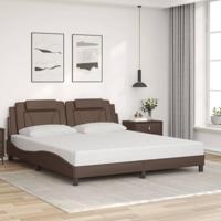Bedframe met hoofdbord kunstleer bruin 180x200 cm - thumbnail