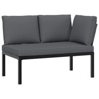 3-delige Loungeset met kussens aluminium zwart - thumbnail
