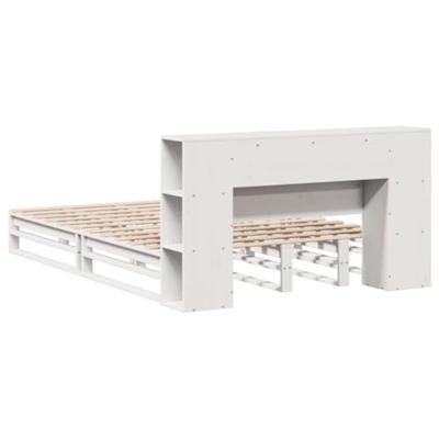 Bed met boekenkast zonder matras massief hout wit 140x200 cm