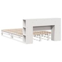 Bed met boekenkast zonder matras massief hout wit 140x200 cm - thumbnail