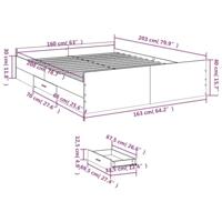 Bedframe met lades bewerkt hout gerookt eikenkleurig 160x200 cm - thumbnail