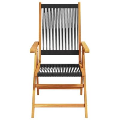 Tuinstoelen 2 st massief acaciahout en polypropeen zwart - thumbnail