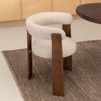 Kave Home Granite eetkamerstoel 3-poot chenille Beige/walnoot - thumbnail