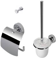 Geesa Luna toiletset compleet met closetrolhouder met klep borstelgarnituur + ophanghaak met extra zwarte borstel chroom 915500-115 - thumbnail