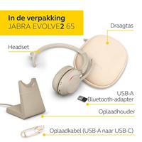 Jabra Evolve2 65 Headset Draadloos Hoofdband Kantoor/callcenter USB Type-A Bluetooth Beige - thumbnail
