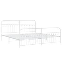 Bedframe met hoofd- en voeteneinde metaal wit 193x203 cm - thumbnail