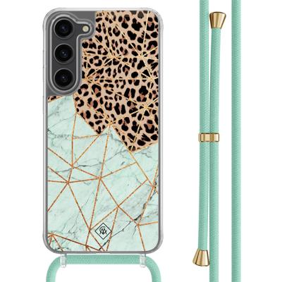 Samsung Galaxy S23 Plus hoesje met mint koord - Luipaard marmer mint Samsung Galaxy S23 Plus hoesje met mint koord - Luipaard marmer mint