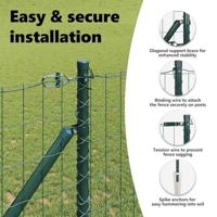 VidaXL Hek met paal groen 1 x 10 m staal en pvc - thumbnail