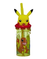 Drinkbeker met rietje - Geel - thumbnail