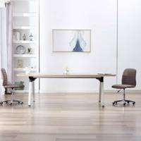 VidaXL Eetkamerstoelen draaibaar 2 st stof taupe - thumbnail