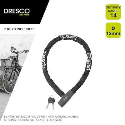 Dresco 5250208 fietsslot Zwart Kettingslot Dresco 5250208 fietsslot Zwart Kettingslot