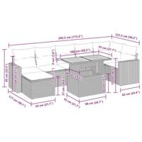 8-delige Loungeset met kussens poly rattan zwart - thumbnail