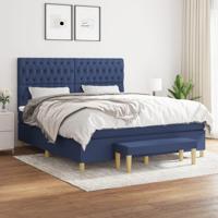 Boxspring met matras stof blauw 180x200 cm - thumbnail