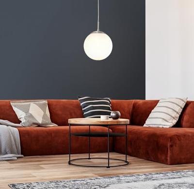 Eglo HanglampRondo glas 20cm metaalgrijs met wit - 85261