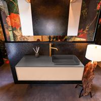 Badkamermeubelset Mondiaz Erin 120 cm met 1 Lade met RIDGE Wastafel Rechts Dark grey met 1 kraangat Greeploos Mat Rosee - thumbnail