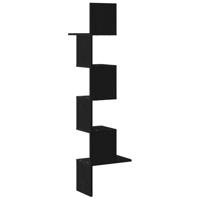 Hoekwandschap 32x32x127,5 cm bewerkt hout zwart - thumbnail