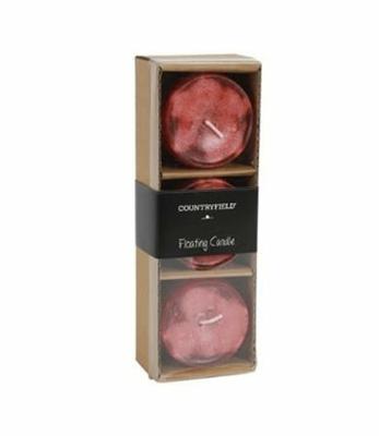 Countryfield drijfkaars bollie rood 5 cm set van 3 | 24 stuks