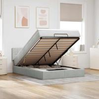 Ottoman bed met matras 140x190cm fluweel lichtgrijs - thumbnail