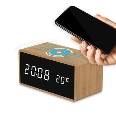 FlinQ Bamboe Draadloze QI Wekker - Digitale wekker