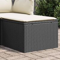 Tuinkruk met kussen 55x55x37 cm poly rattan zwart - thumbnail